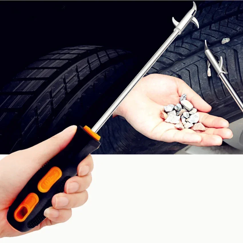 Gancho de piedra transparente para neumáticos de coche, herramienta de limpieza de piedra, gancho de extracción de piedras de neumáticos portátil, herramienta de reparación de protectores de neumáticos