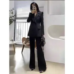 Insozkdg 2024 Spring Autumn Women's Suits Women's Chic Slim Blazer Pants 2-piece Set Elegant Leisure Street Holiday Women Suit