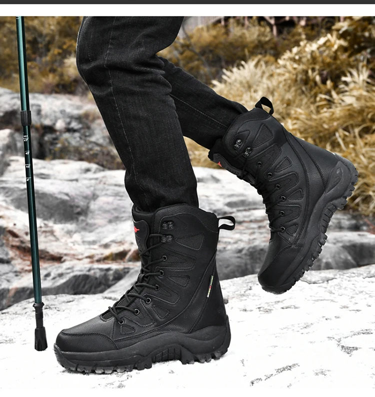 Winter Männer Motorrad Taktische Stiefel Frauen Lace Up Armee Wüste Damen Komfortable Klettern Wanderschuhe Anti-Slip Jagd Stiefel – Detail 12