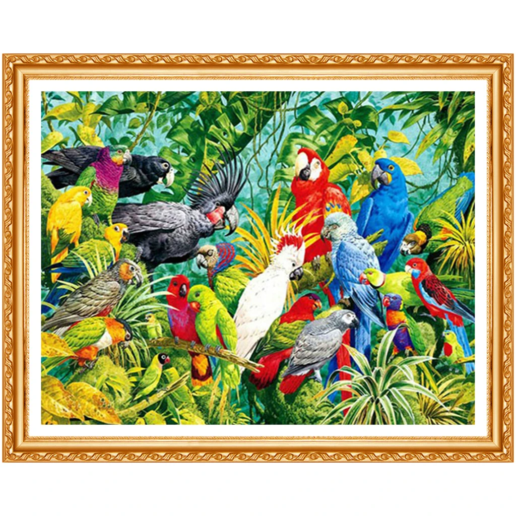 Forest Parrot Bird 5d Diy Diamond Painting Full Square Cross Stitch Embroidery  Rhinestones Needlework DM442