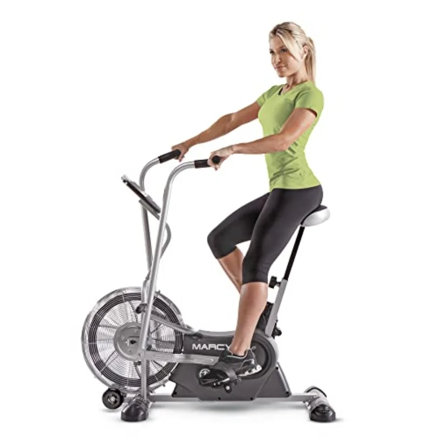 Air-Resistance Exercise Fan Bike with Dual Action Handlebars for Home Workouts Black Frame High-Performance Resistance Compact