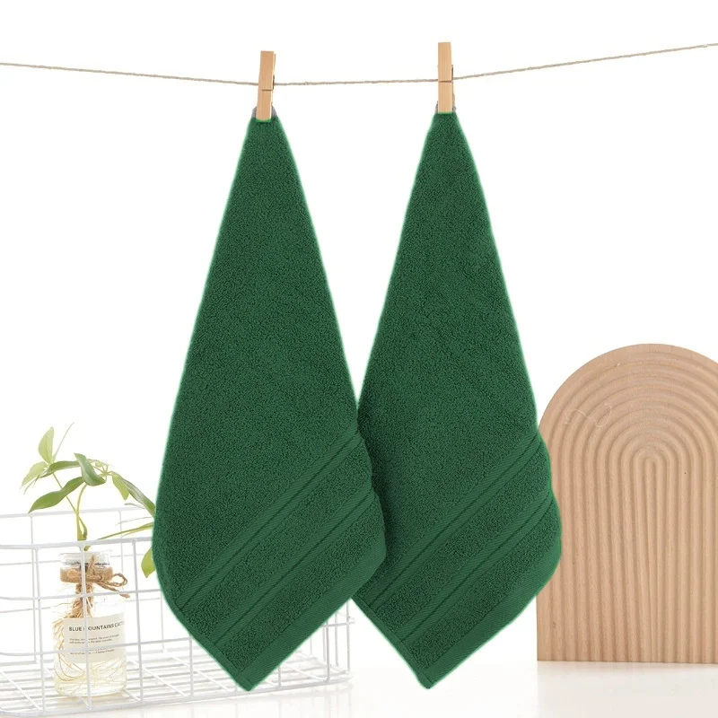Square Hand Towel 100% Cotton Washcloth Soft Solid Green Absorbent Kids Face Towel For Hotel Home Bathroom Supplies 35*35cm*2pcs