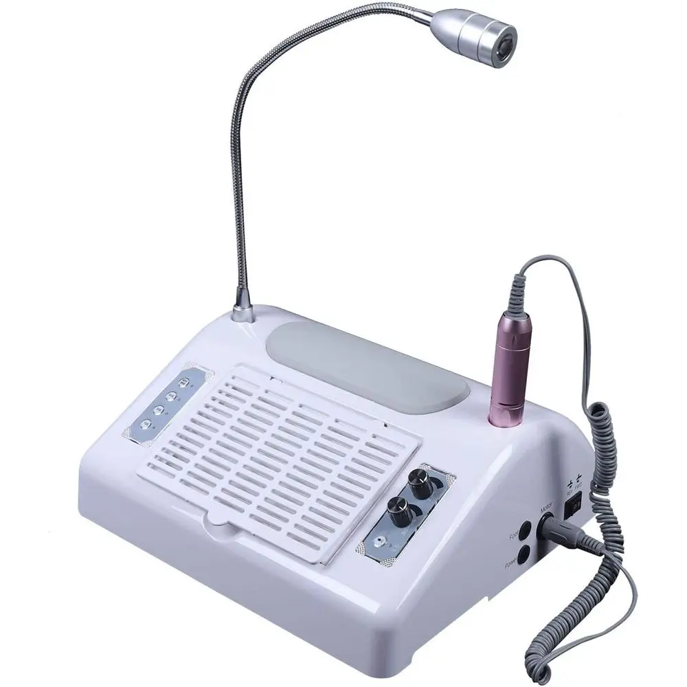 

5-in-1 UV Manicure Station with 30,000 RPM Nail Drill, 96W LED Lamp, Table Lamp, and Hand Pads for Salon and Home Use