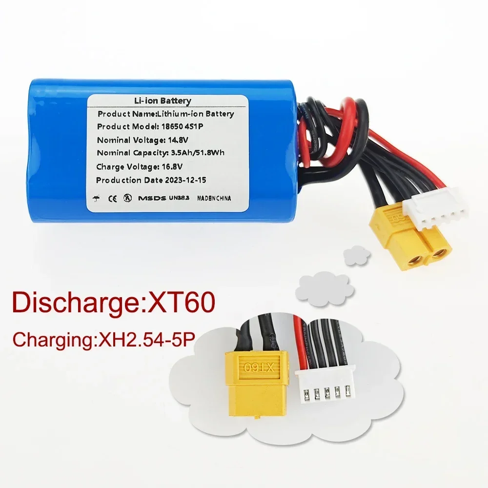 For 4S1P battery pack  Various RC Airplane Quadrotor Etc XH2.54-5P XT60 14.8V Battery 3500mAh UAV 16.8V