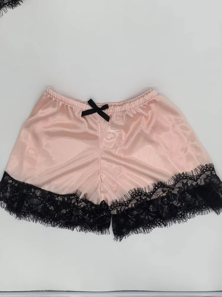 Summer Lace Silk Pajama Set Women Sleepwear Sexy Lingerie Camisole Shorts Cami Top Comfortable Casual Pijamas