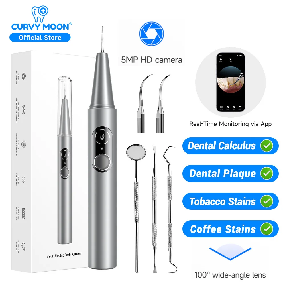 Visible Electric Ultrasonic Tooth Cleaner 500MP 100° Wide-angle Camera Plaque Tartar Calculus Stains Remover Teeth Whitening Kit