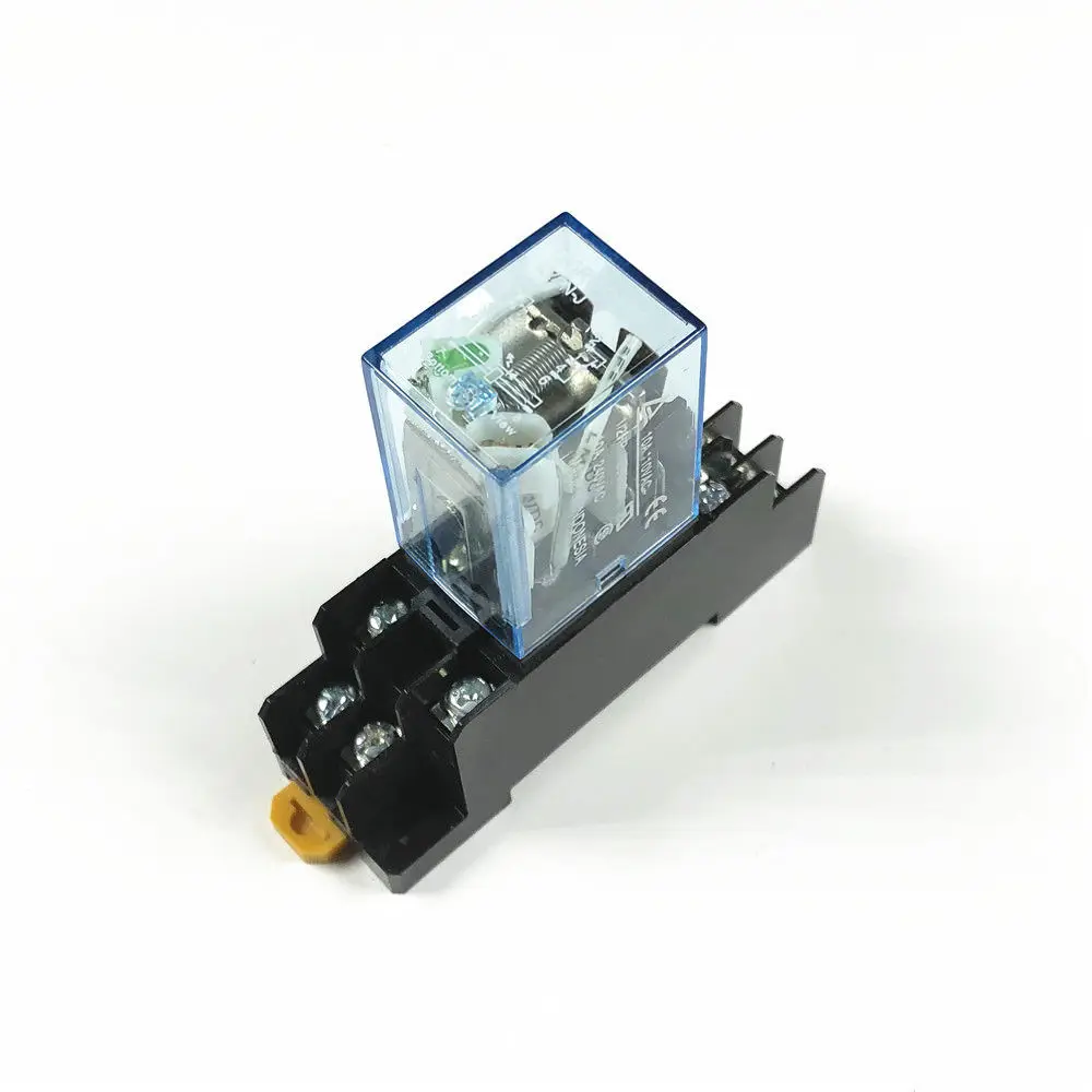 LY2NJ Power Relay 10A DPDT 8 Pins with Socket LED Working 12V DC/24V DC/12V AC/24V AC/110/120V AC/220/230V AC/380V AC