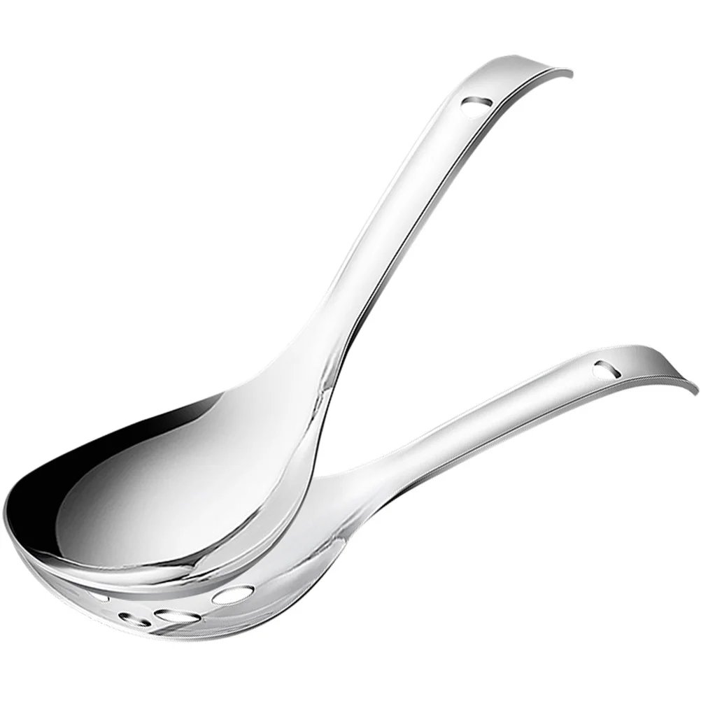 

2Pcs Stainless Steel Serving Spoons Daily Use Slotted Utensils Portable Comfortable Grip for Kitchen Buffet Dining Tableware
