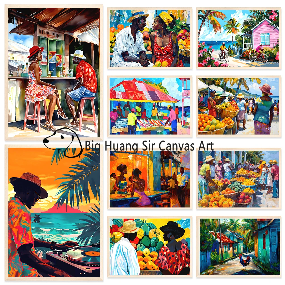 Caribbean Life Pop Art Poster Canvas Printing Abstract Caribbean Life Painting Poster Home Room Wall Art Decor Aesthetic Prints