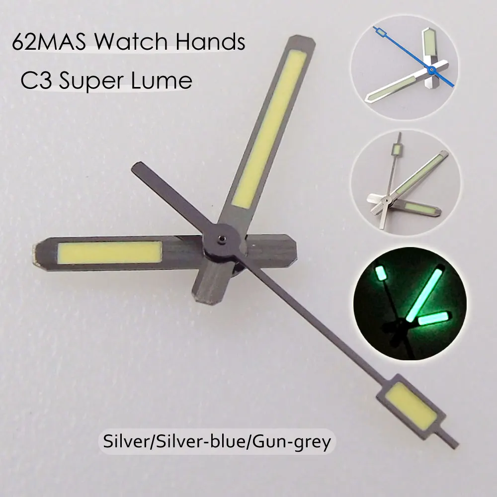 

Super C3 Lume 62MAS Watch Hands Accessories Fit for NH35 NH36 NH38 NH70 NH71 NH72 4R35 4R36 Movement Gun-grey/Silver/Blue