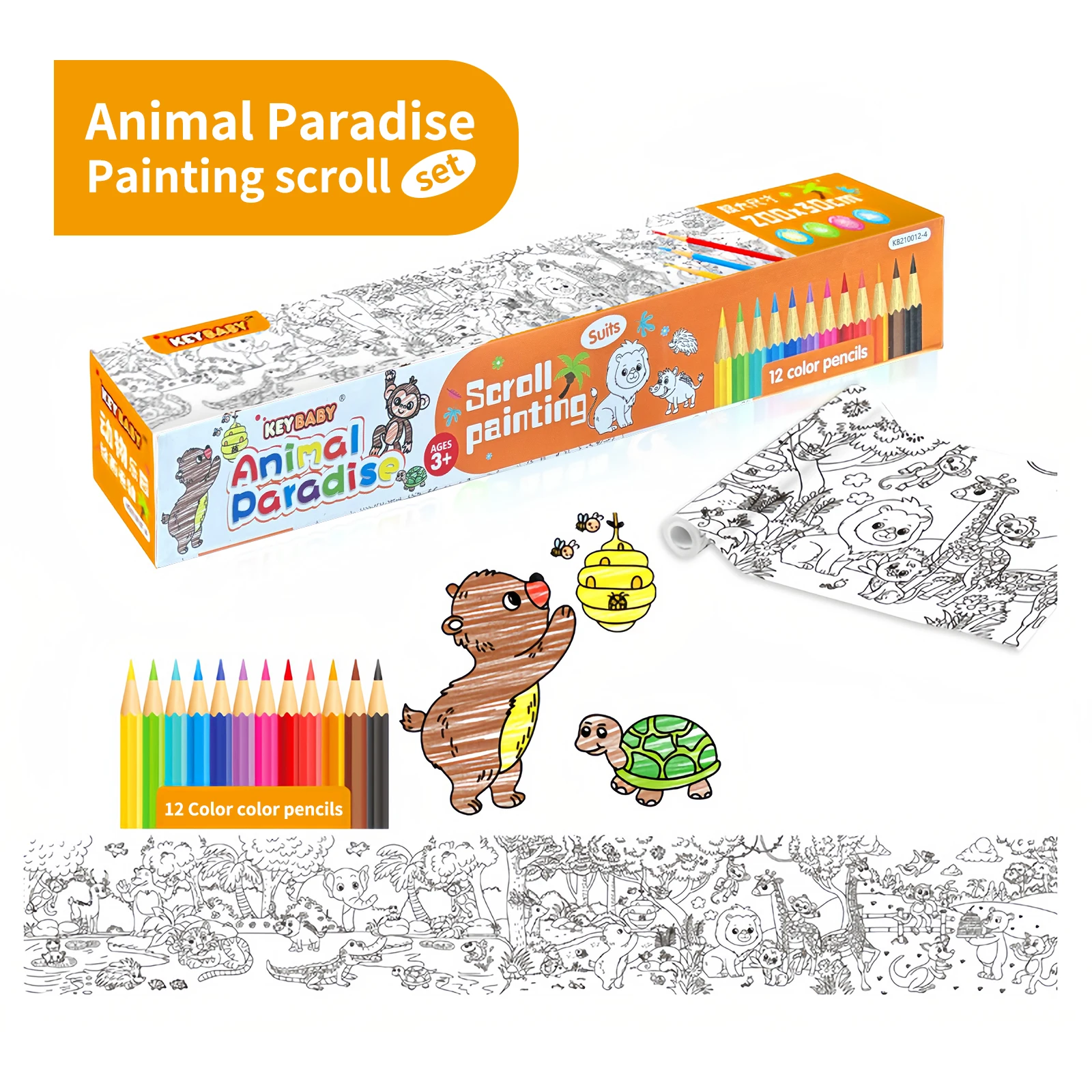 

Extra Large 2*0.3m Children's Drawing Scroll, 12 Color Pencils, Wall-Mountable, 4-8 Years, Early Learning, Painting Gift