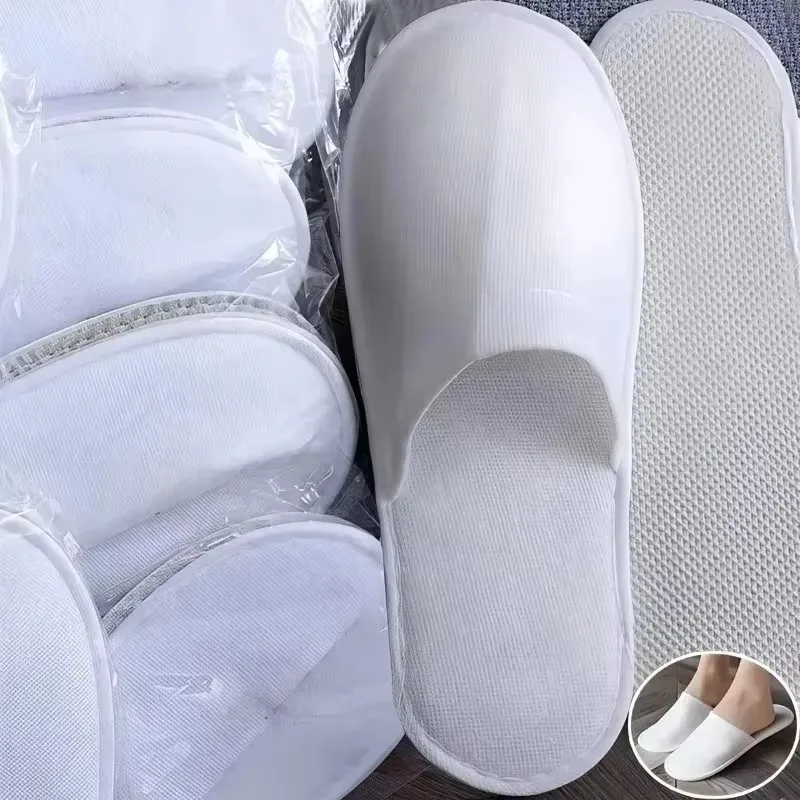 1-10pairs Disposable Slippers White Non Slip Unisex Hotel Spa Travel Slippers Lightweight Eco Friendly Comfortable Soft Slipper