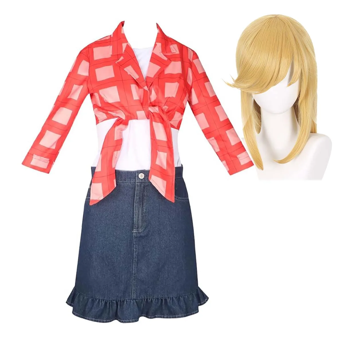 Frauen Pony Cowgirls Apple Jack Cosplay Perücke Kostüm Outfit Komplettset oder Perücke