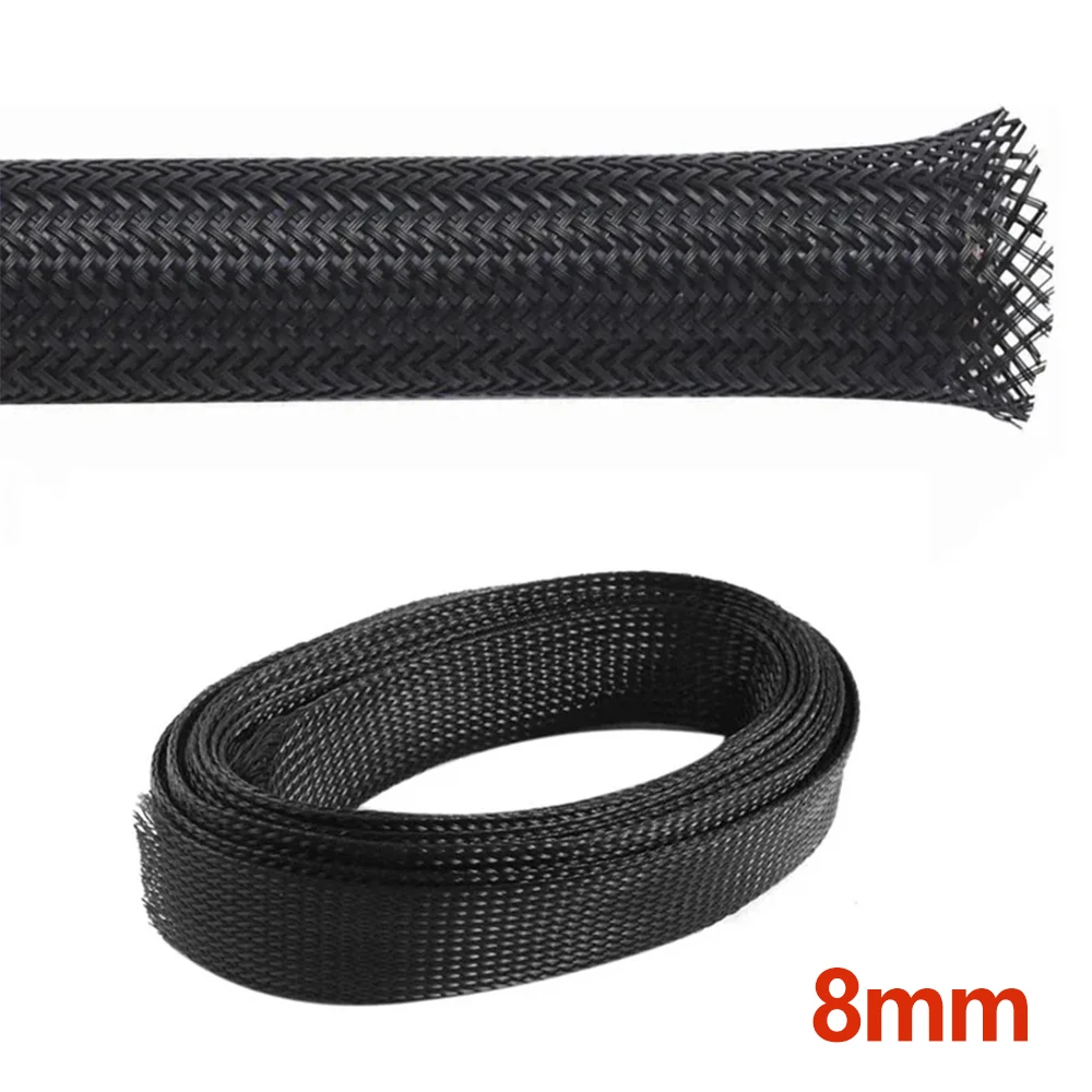 

Защитная оплетка для кабеля из ПЭТ, 8 мм, расширяемая, для автомобильных проводов, высокоплотная, черная нейлоновая трубка