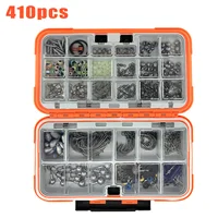 Kit Completo de Pesca 410/226/170 Piezas con Caja Organizadora, Anzuelos Plomos y Giratorios para Pescar Lubina/Trucha en Agua Dulce y Salada