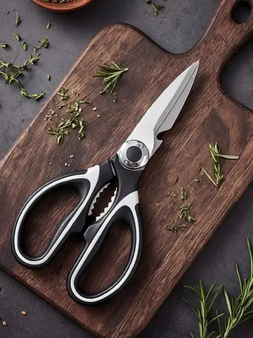 Stainless steel kitchen scissors with multi-functional chicken bone cutter are suitable for cooking, baking and meal preparation