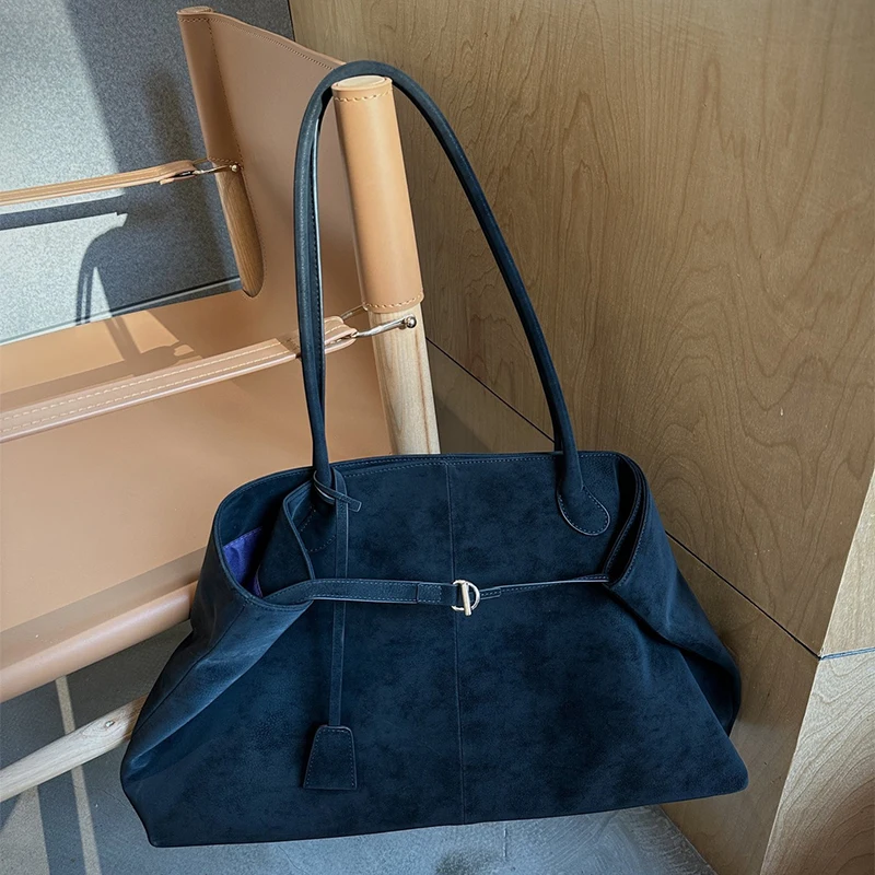 Autumn Grinding Soft Leather Tote, Silver Lock Large Bag High-end Women's Bag, Underarm Bag Matte Texture Women Bag High-end Bag