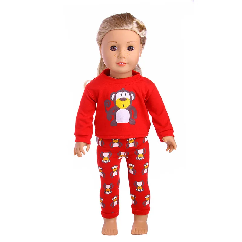 Doll Red Clothes Floral Dress Daily Wear Suit Fit 18Inch American Doll&43Cm Reborn Baby Doll Clothing Accessories,Girl's Toys