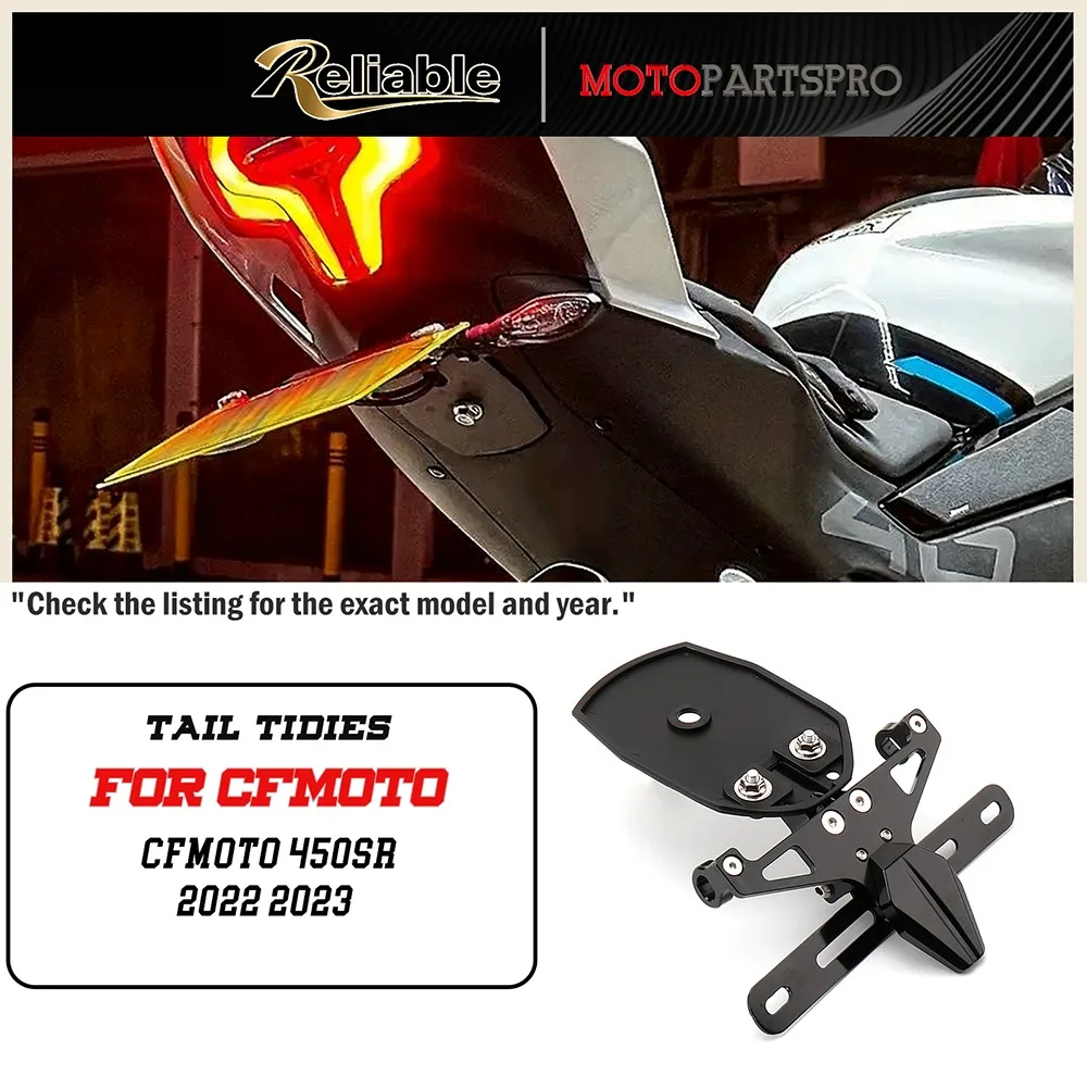 

For CFMOTO 450SR 450 SR 2022 2023 Motorcycle License Plate Holder LED Turn Signal Lights Accessories Tail Tidy Fender Eliminator