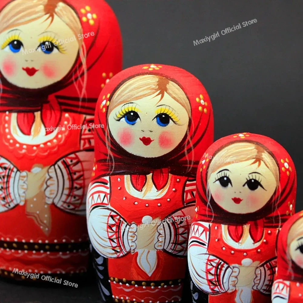 7 قطعة/المجموعة الروسية التعشيش الدمى شيك ماتريوشكا الخشب التراص متداخلة للأطفال سطح المكتب ديكور هدايا عيد الميلاد