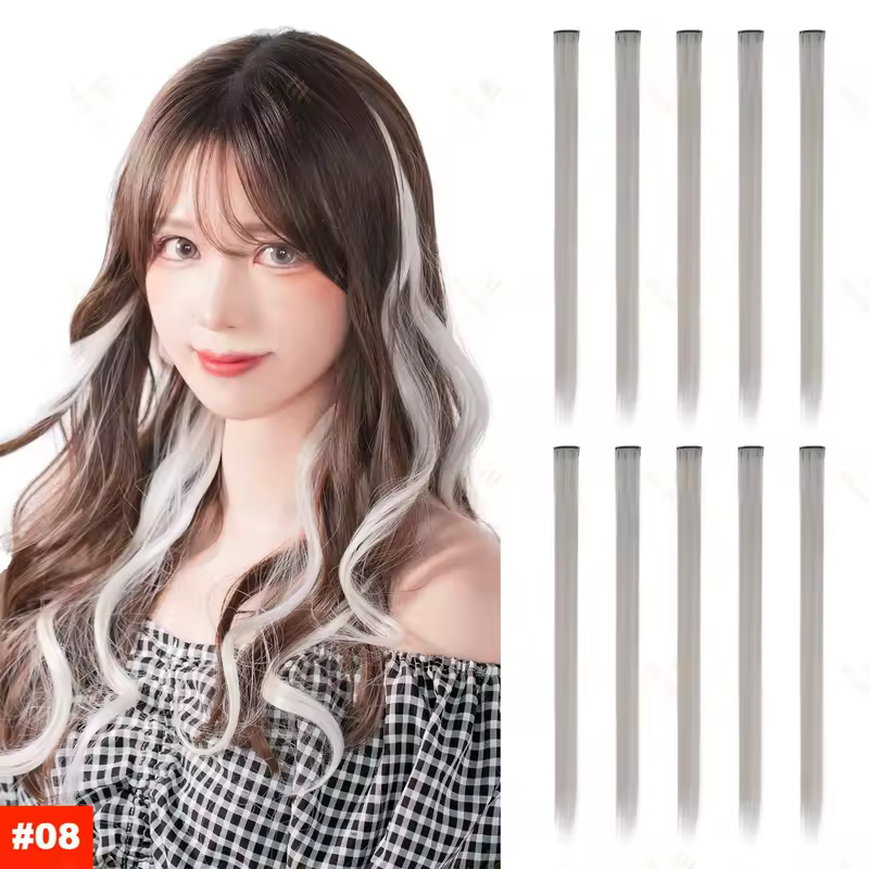 22Inch Synthetic Long Straight Clip In Hair Extensions High Temperature Hairpieces Rainbow Colors Hair Accessories for Women - Image 11