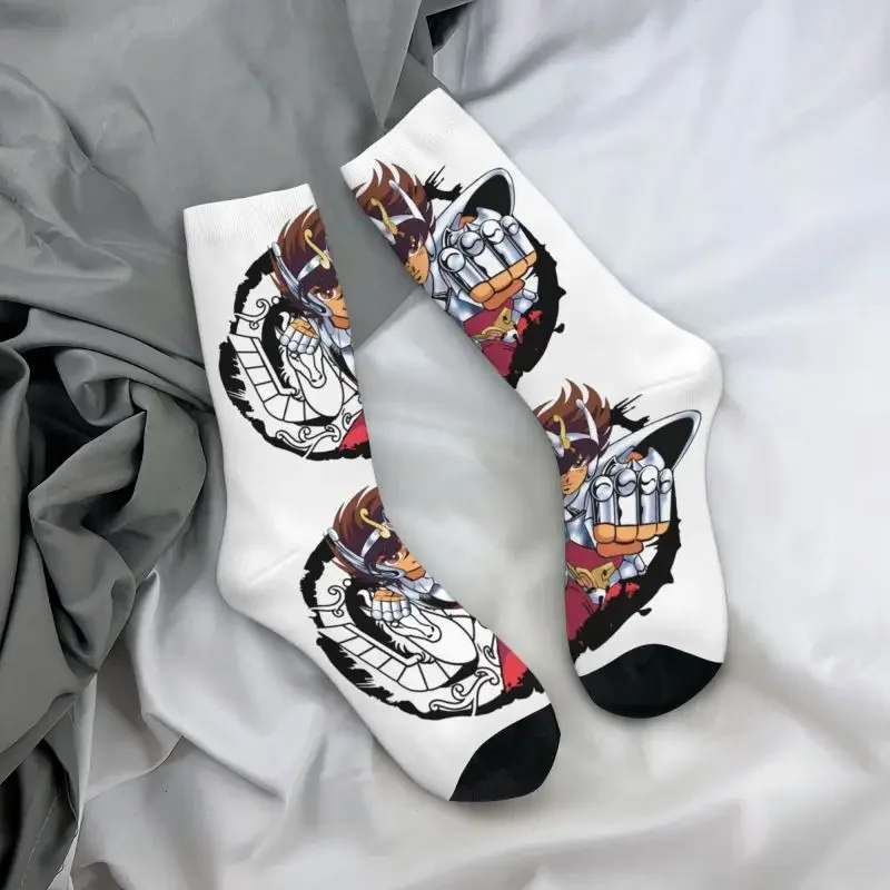 Saint Seiya Pegasus Dress Socks Men Women Warm Fashion Knights Of The Zodiac Crew Socks