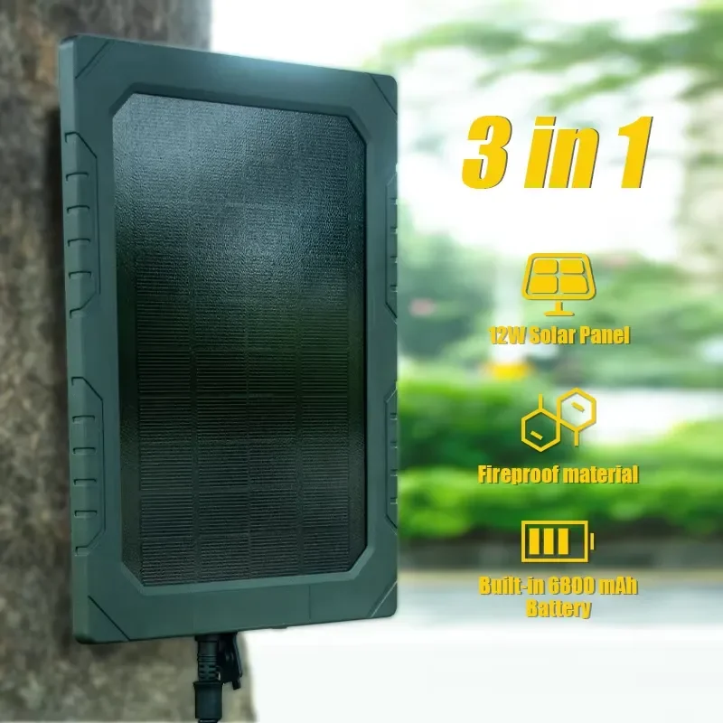 Waterproof 12V Multi-Interface Solar Panel Fireproof Durable USB Compatible Supplemental Power Hunting Cameras with CMOS