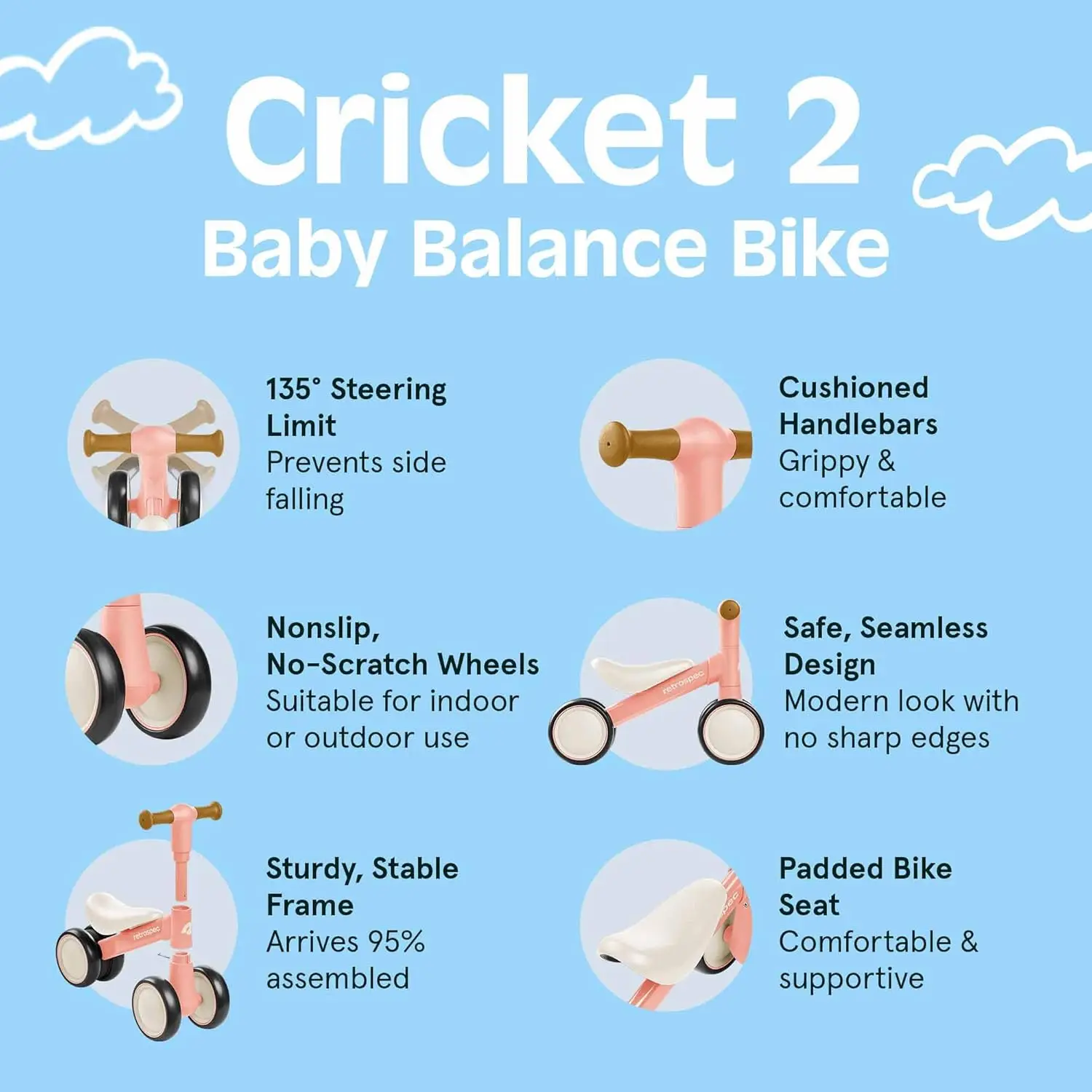 赤ちゃん用バランスバイク,12〜24か月の1歳のおもちゃ,4輪,最初の誕生日プレゼント