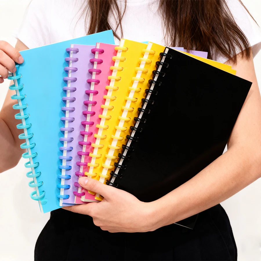 1 Packung A5/A4 einfaches tragbares abnehmbares Notizbuch mit Pilzknopf, Loseblatt-Notizblock oder Arbeit, Schule und Tagebuch, 80 Blatt/160 Seiten