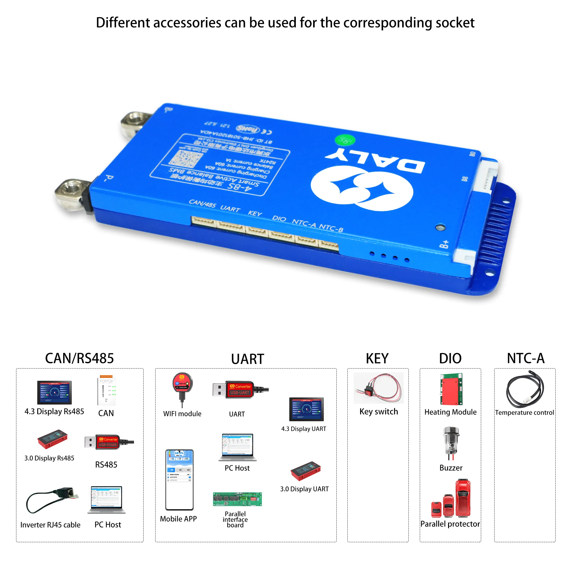 DALY 100BALANCE BMS 4s 12V 8s 24V 16s 48V 80A-100A active balancer Built In Bluetooth rs485 CANBUS for lifepo4 li-ion lto