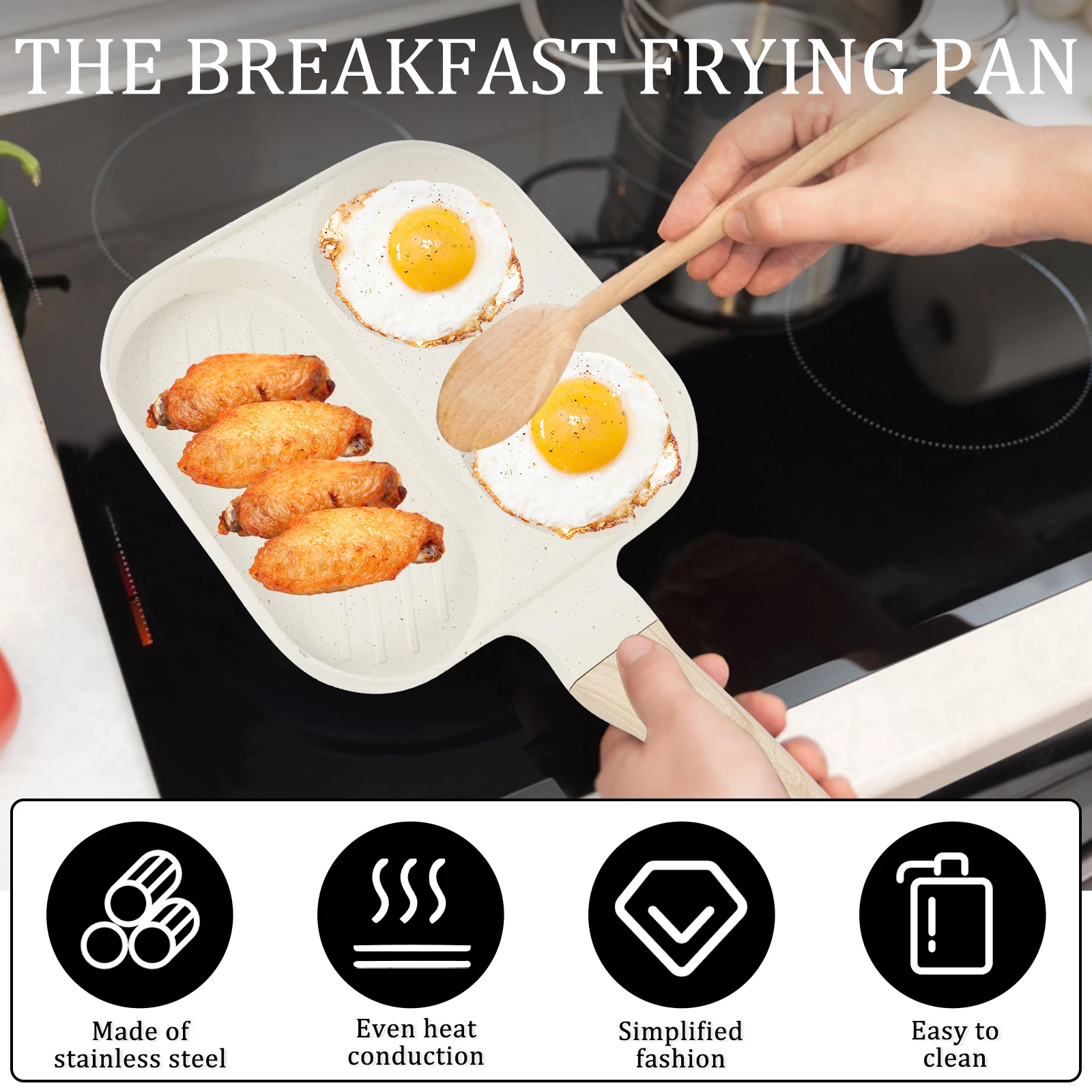 Egg Frying Pan Nonstick Pancake Pans 3 IN 1 Cookware Egg Pan Aluminum Alloy Omelette Pans for Gas Stove Induction Cooker