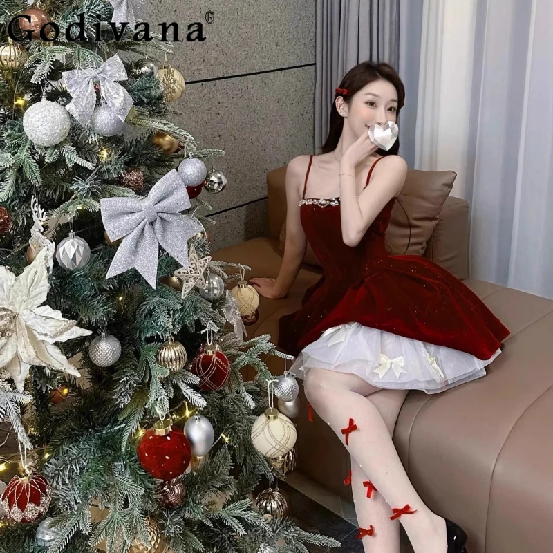 

Luxury Elegant Birthday Party Dress Female High End Red Strapless Mini Dress Women Grown Up Ceremony Puffy Princess Dress