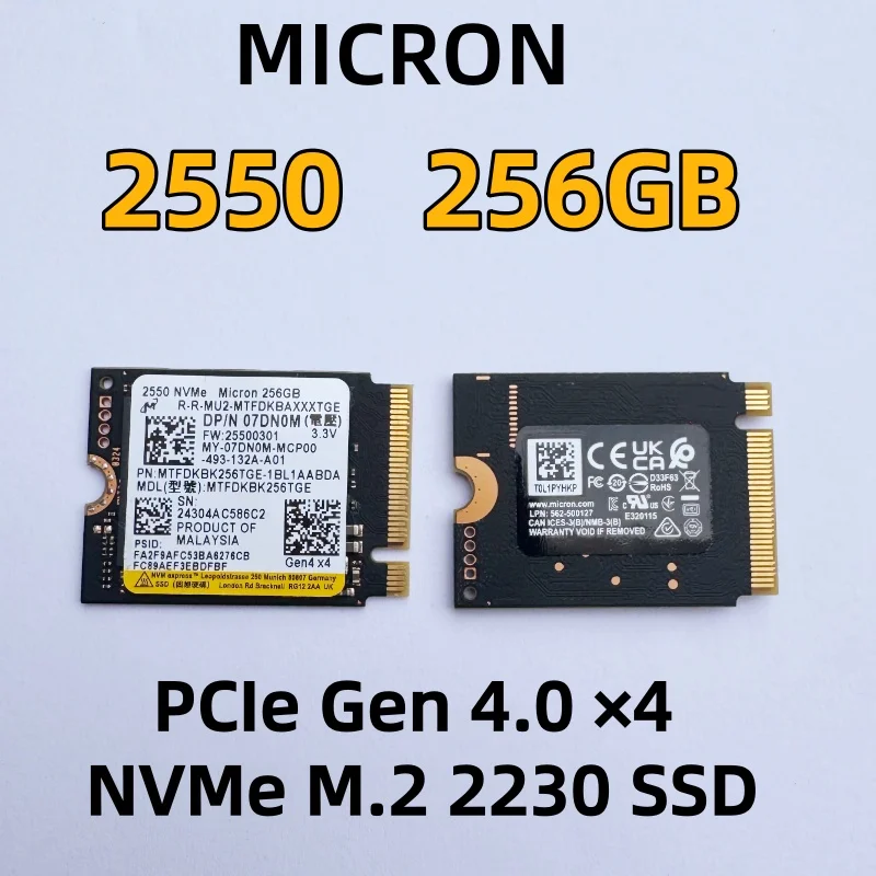 Crucial MICRON M.2 2230 SSD 2450/2550 256GB PCIe Gen 4.0 × 4 NVMe