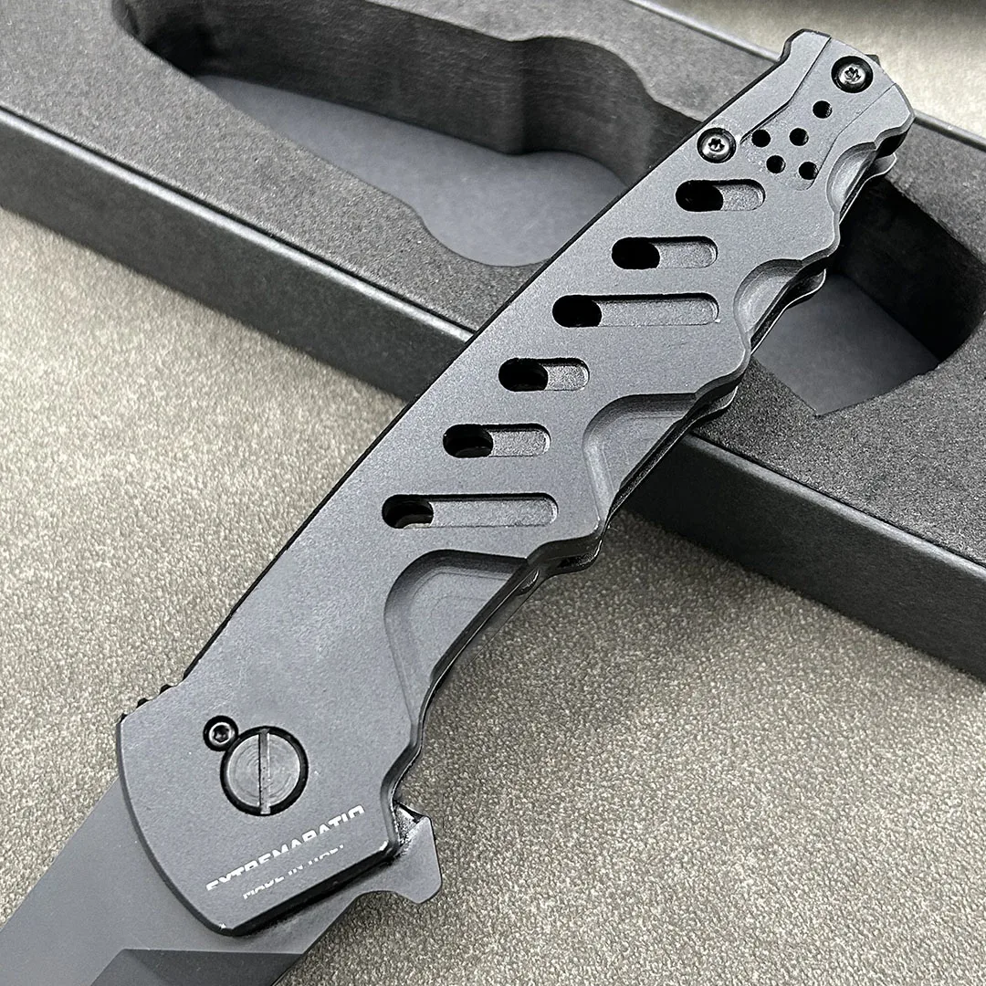 نسبة خارجية CAIMANO NERO سكين للفرد صلابة عالية في الهواء الطلق بقاء EDC أداة CNC الألومنيوم التكتيكية والعتاد القتالية الدفاع السكاكين