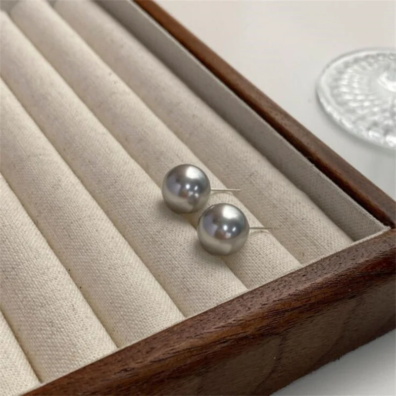 Senlissi – Ohrstecker aus 18 Karat Nadel, natürliche Rio-Grauperle, 4–12 mm und 925er Sterlingsilber, für Damen, Schmuck, Geschenke – Detail 8