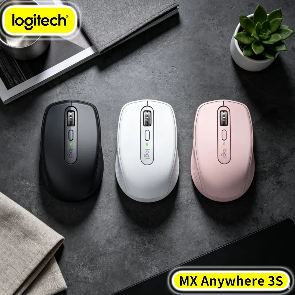 Logitech MX Anywhere 3S Ergonomic Mouse - 8000 DPI Glass Tracking, Hyper-Scroll, Silent Click, 3-Device Sync For Campus Task