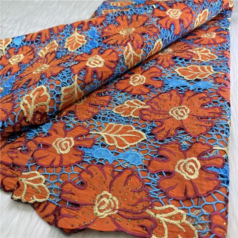 

5 ярдов, разноцветная мягкая водорастворимая французская гипюровая кружевная африканская тюль, сетка для шнура, вышитая ткань для свадебной вечеринки 27L572503