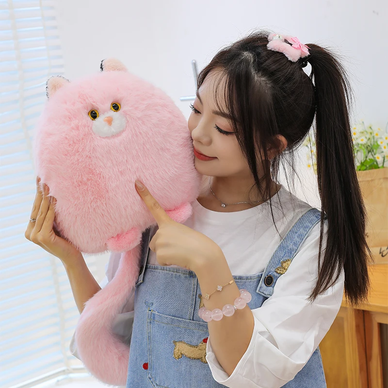 Urocze, puszyste lalki koty, pluszaki, lalki z materiału, poduszki dekoracyjne, lalki koty z długim ogonem, prezenty urodzinowe dla dzieci, chłopców i dziewcząt.