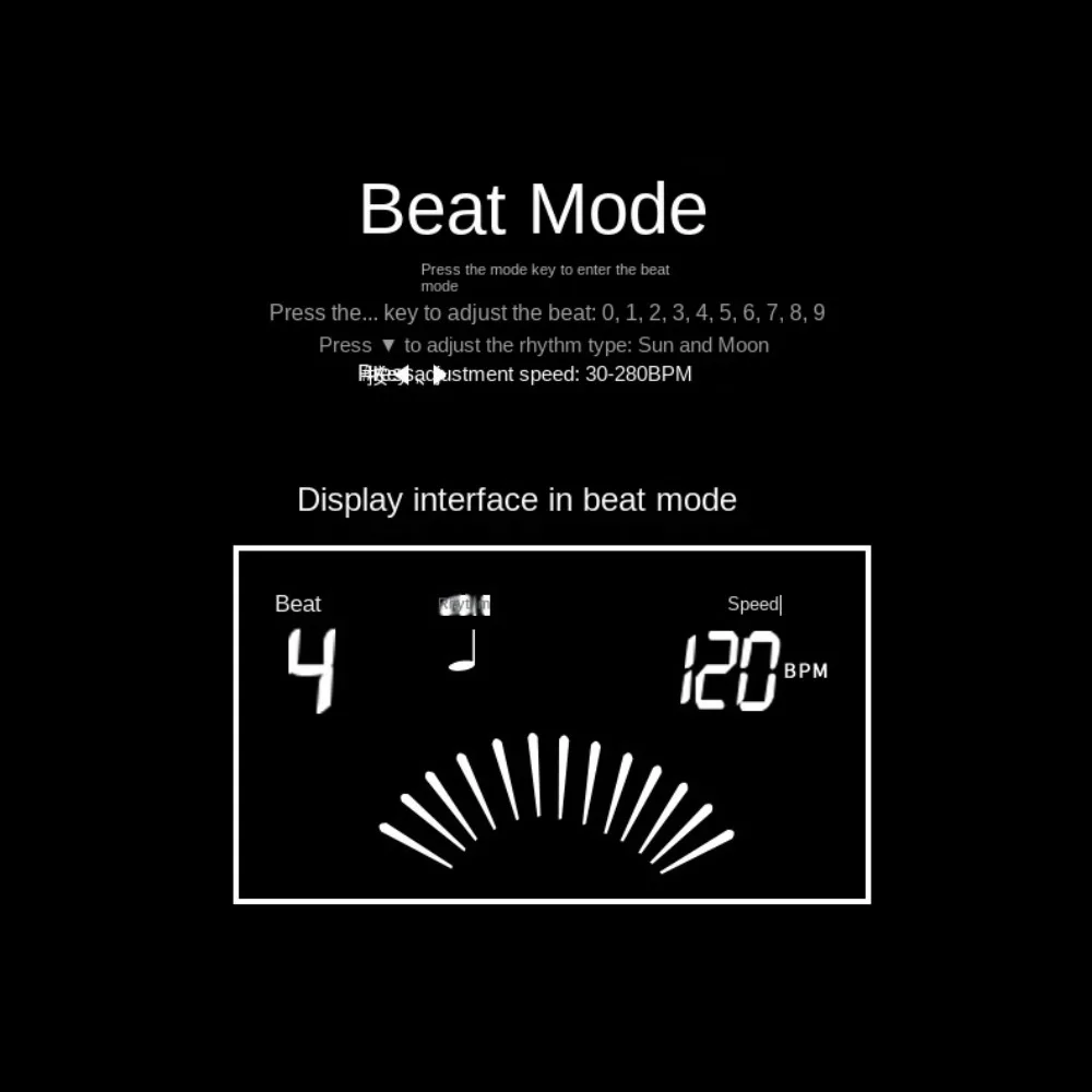 Built-In Microphone Music Tuner with Clip Simple Operation 3 in 1 Metronome Tone Generator Portable LCD Electronic Metronome