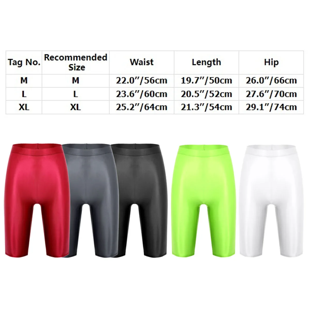 Women Glossy Fitness Shorts Sexy High Waist Workout Cheer Booty Dance Shorts Oil Shiny Knee-Length Tights Pole Dancing Clubwear