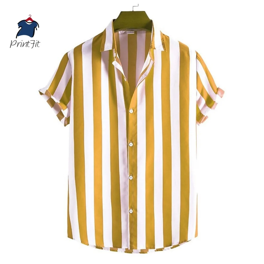 

Summer Men's Shirts Striped Shirts Hawaiian Button Short Sleeve Plaid Red Top Beach Wear Black and White Shirt Men's Clothing