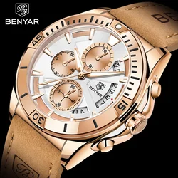 BENYAR Watches For Men Sports Quartz Fashion Stainless Steel Mens Watch Luxury Brand Casual Chronograph Male Clock Reloj Hombre