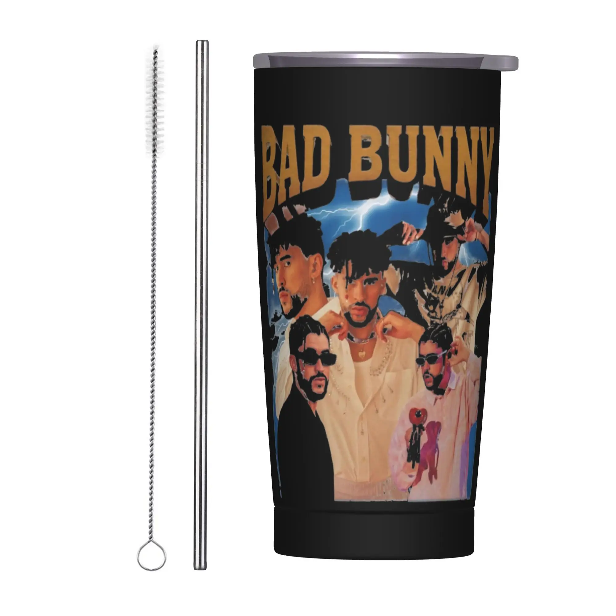

Stainless Steel Tumbler Bad Bunny Coffee Mug Portable Hot Drinks Car Mugs Beach Water Bottle