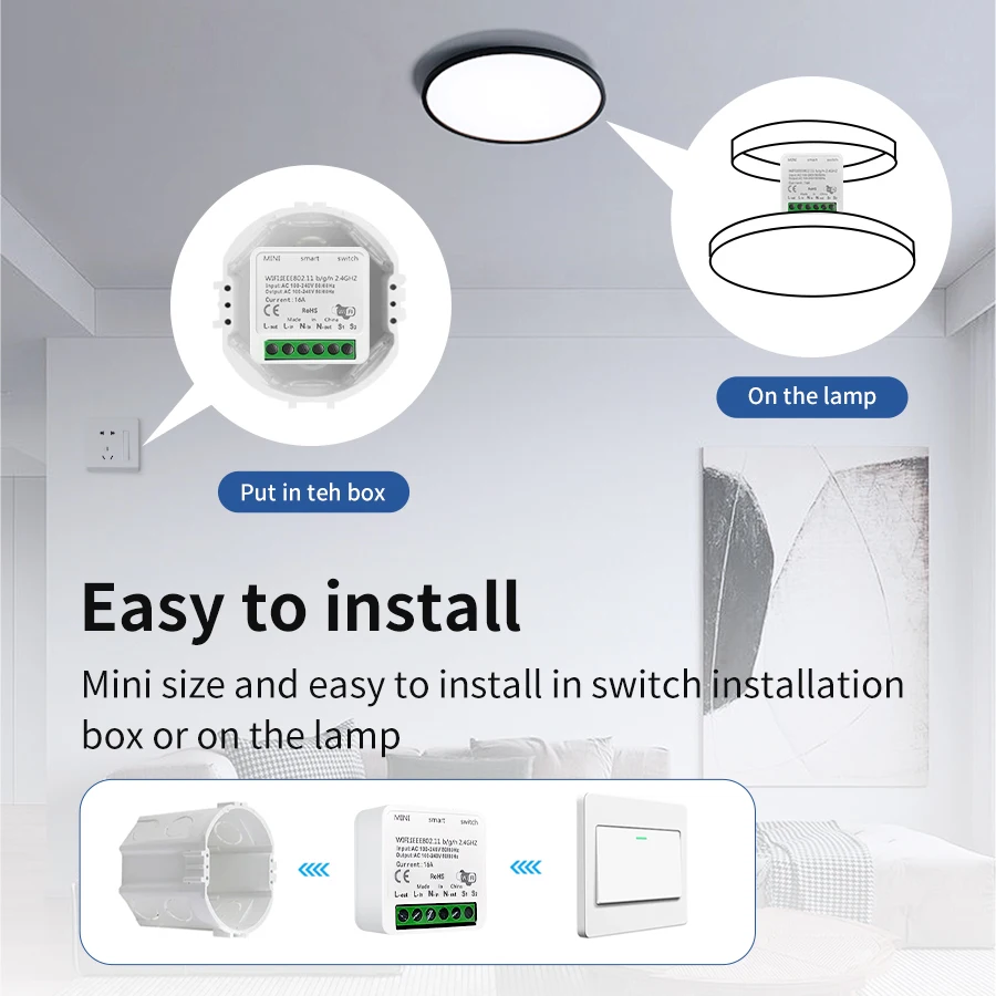 1/2 Channels Wifi Smart Switch Tuya Smart Life Light Switch Module Remote Relay Breaker for Alexa Google Yandex 100-240V 16A