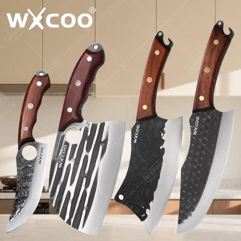 

WXCOO Butcher Boning Knife Kitchen Knives Utility Knife Stainless Steel Slicing Vegetables Cleaver Meat Knife with Wooden Handle