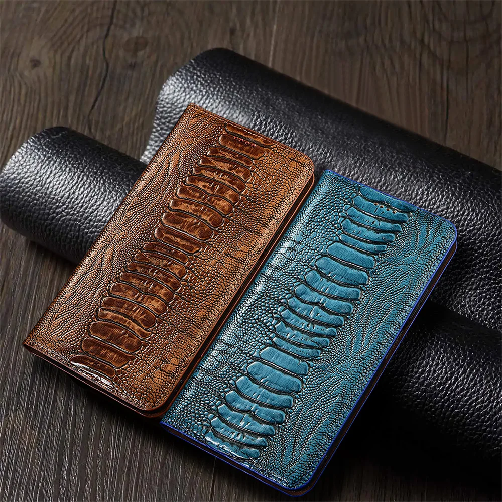 

Ostrich Pattern Genuine Leather Flip Case For ZTE Nubia Z30 Z40 Z40S Z50 Z50S Z60 Z60S Z70 Z70S Z80 Pro Ultra Cover Card Cases