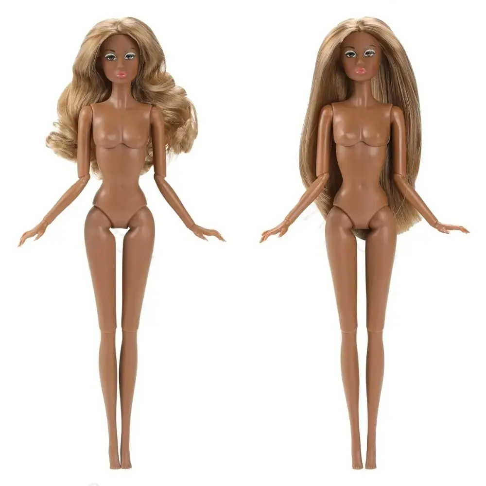 Juguete para niñas, supermodelo europeo, muñeca desnuda, vestido de pelo rizado, modelo de muñeca 1/6, cuerpo de figura de acción de piel oscura de 32cm, regalo para niños