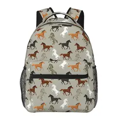 Horses Classic Basic Canvas School backpack Casual Daypack Office Backpack for Men Women