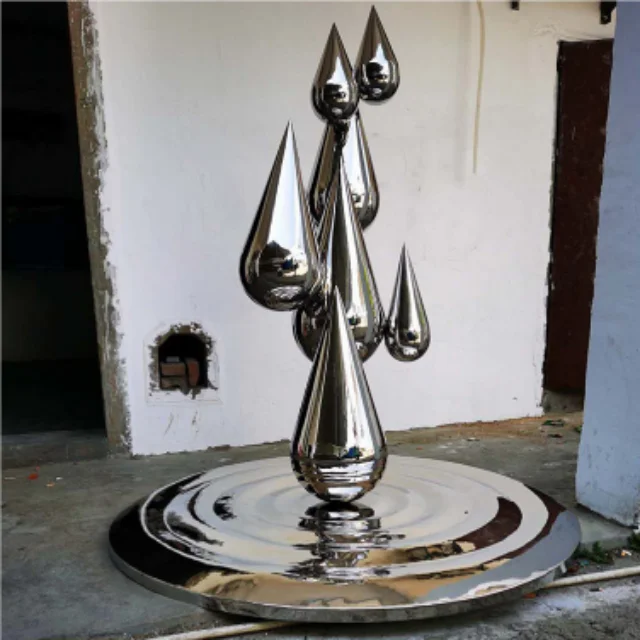 Hot Sale Art Metal Statue Stainless Steel Water Droplets Sculpture for Outdoor Decorative