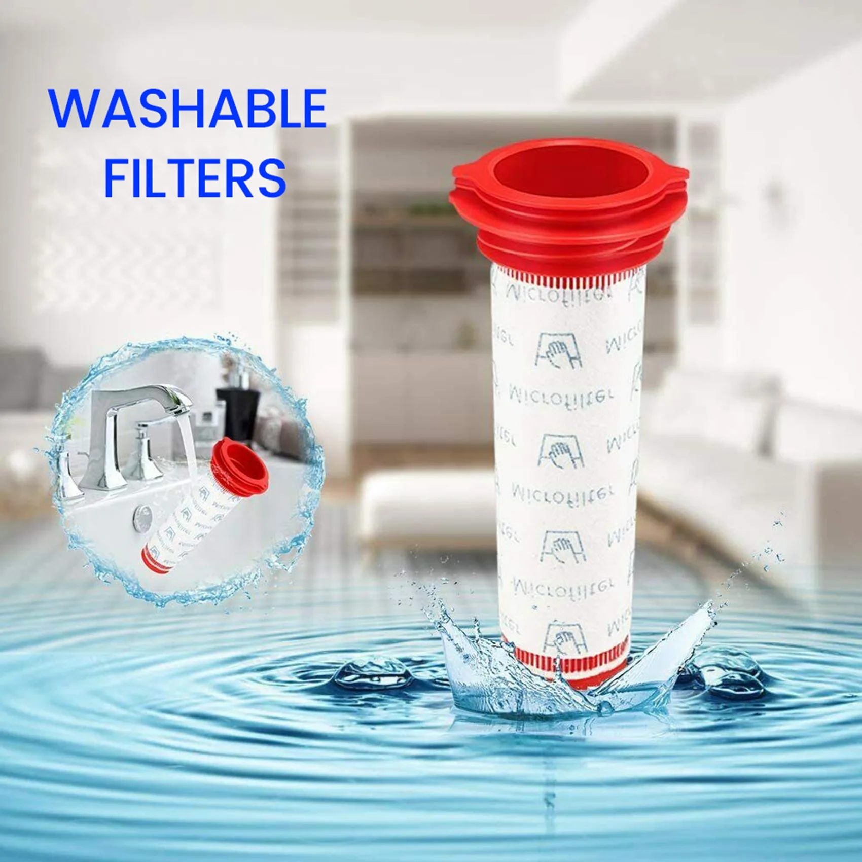 

ABSS-Washable Main Stick Filter + Foam Insert For Athlet Cordless Vacuum Cleaner (2 Of Each)